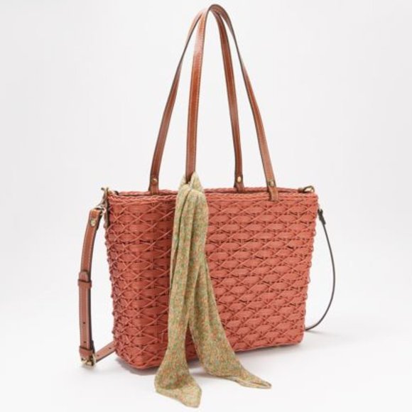 Patricia Nash Handbags - Patricia Nash Talara Woven Straw Tote with Scarf